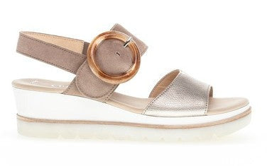 Gabor - Fitting Sandal med kilehæl, 42-0579 - Metal / Beige - 6.5